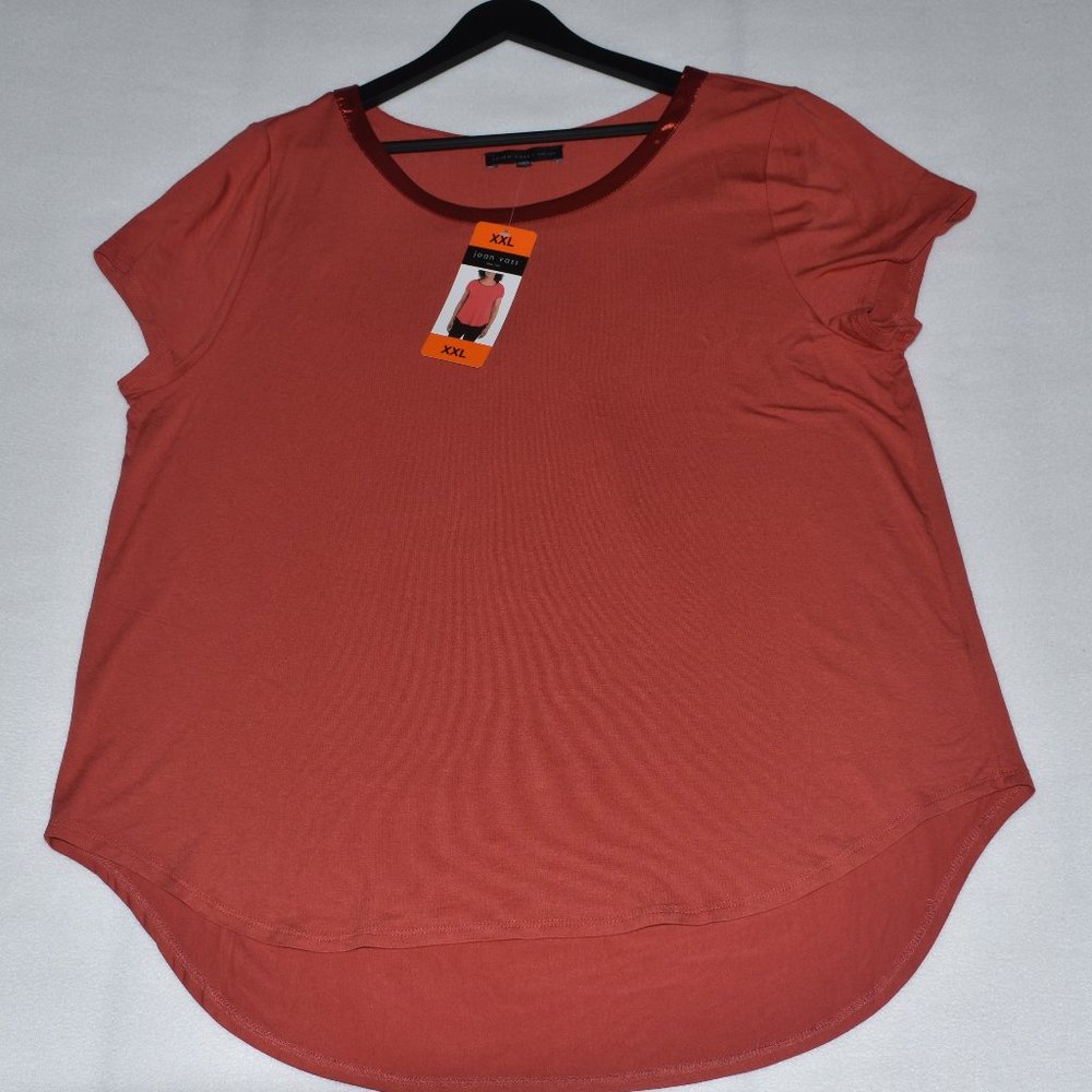 Joan Vass New York Women's Terracota Short Sleeve Long T-Shirt
